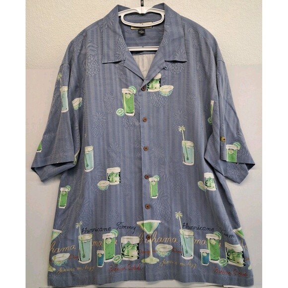 Tommy Bahama Other - Tommy Bahama Mens XL Shirt Blue 100% Silk Hula Girl
